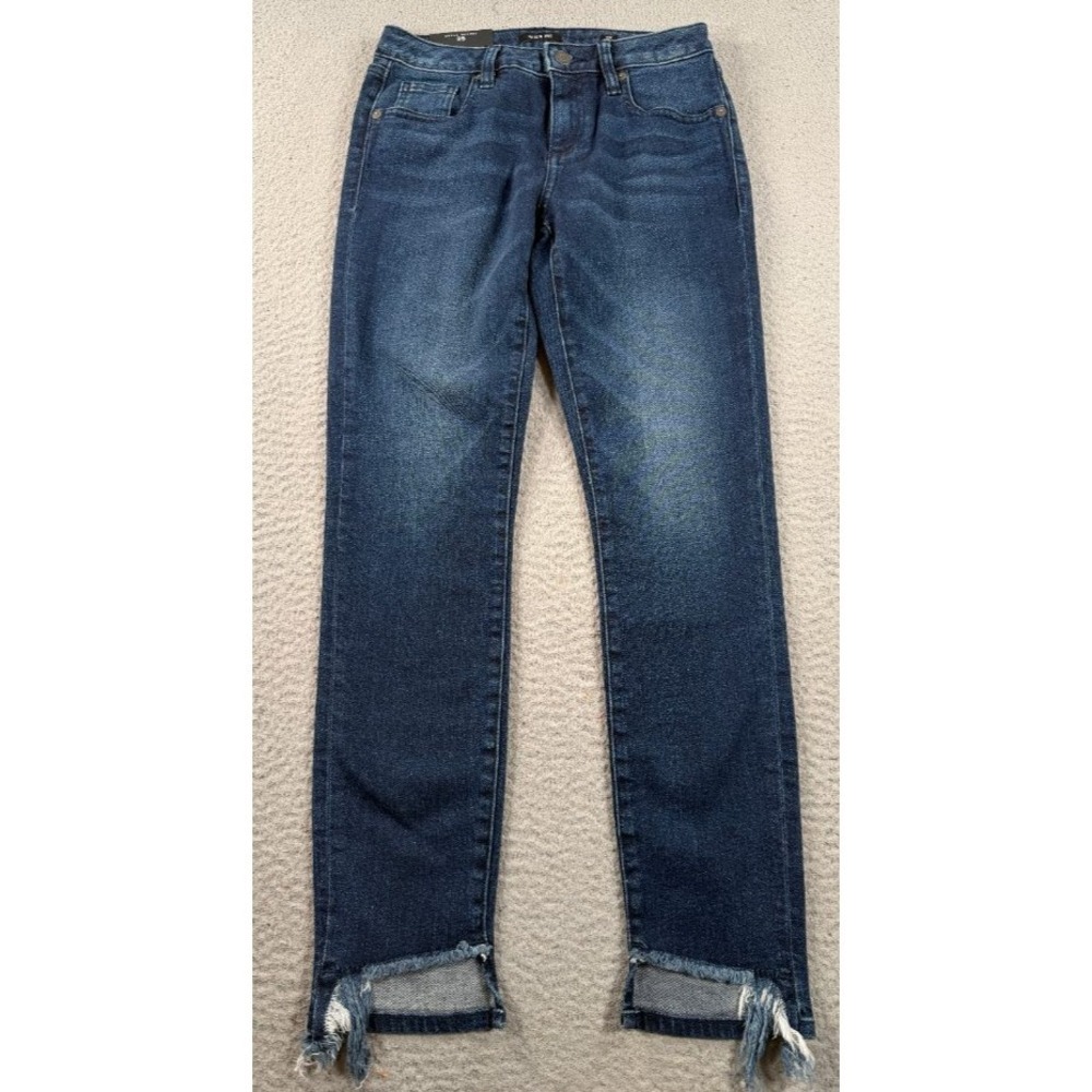 Miss Me Ankle Skinny Jeans Womens 25 Dark Wash Frayed Hem Stretch Denim